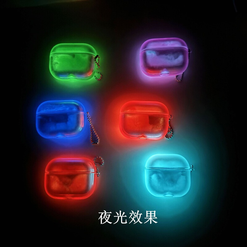 AirPods Pro luminous quicksand protective cover is suitable for apple 2/3/4 generation liquid earphone cover color PC hard shell