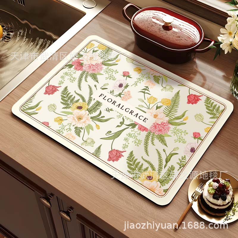 Almohadilla de drenaje transfronteriza, lodo de diatomeas, fácil de cuidar, almohadilla absorbente, encimera de escritorio de cocina, almohadilla de aislamiento antiescaldado, suministro directo de fábrica