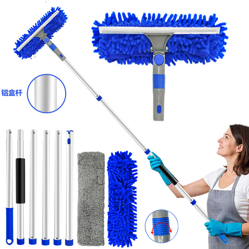 Cross-border three-in-one glass wiper artifact long rod window cleaner cleaning household wiper double-sided glass wiper Cross-border three-in-one glass wiper artifact long rod window cleaner cleaning household wiper double-sided glass wiper