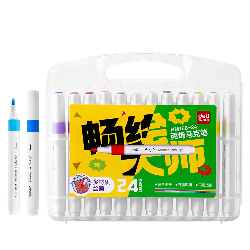 Deliky HM166 acrílico marcador pincel de pintura para niños de escuela primaria pintores de arte multicolores pincel de uso diario