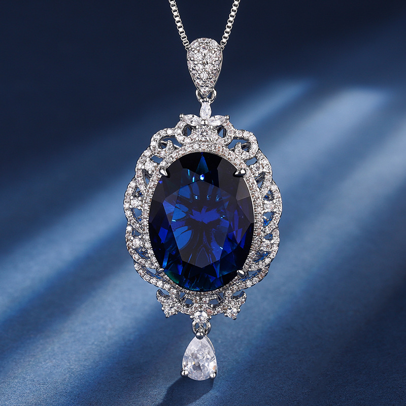 Zhuang Sheng joyería cobre fondo chapado en oro simulación color tesoro moda retro colgante collar gran denier en forma de piedra principal 15*20