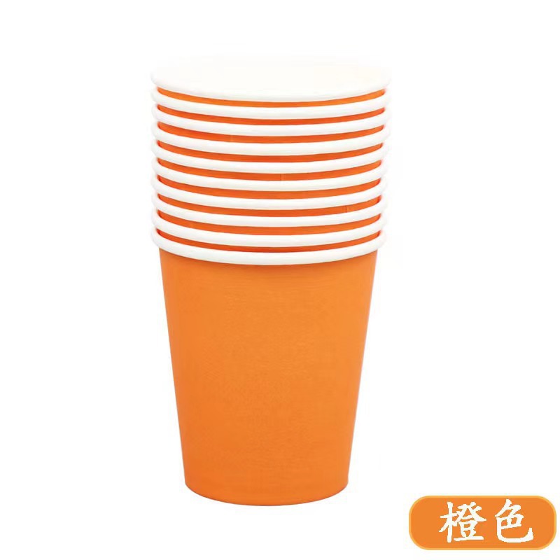Decoración de la fiesta de picnic tazas novedosas de color sólido con rayas de cumpleaños suministros de tazas de papel desechables coloridas