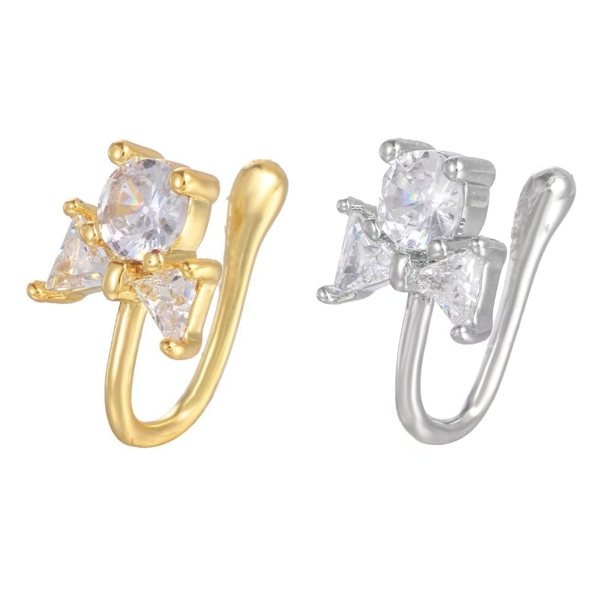 Flower Copper Micro-Set Diamond U-Shape Fake Nose Ring Clip Non-Pierced Fashionable Nose Jewelry detail image 8
