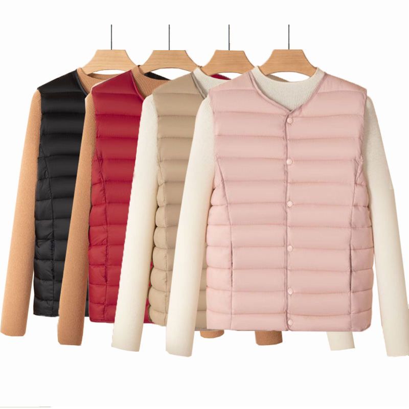 Down Cotton Vest for Women, New Autumn and Winter Slim-Fitting Bottoming Vest, Young and Thin Warm Vest
