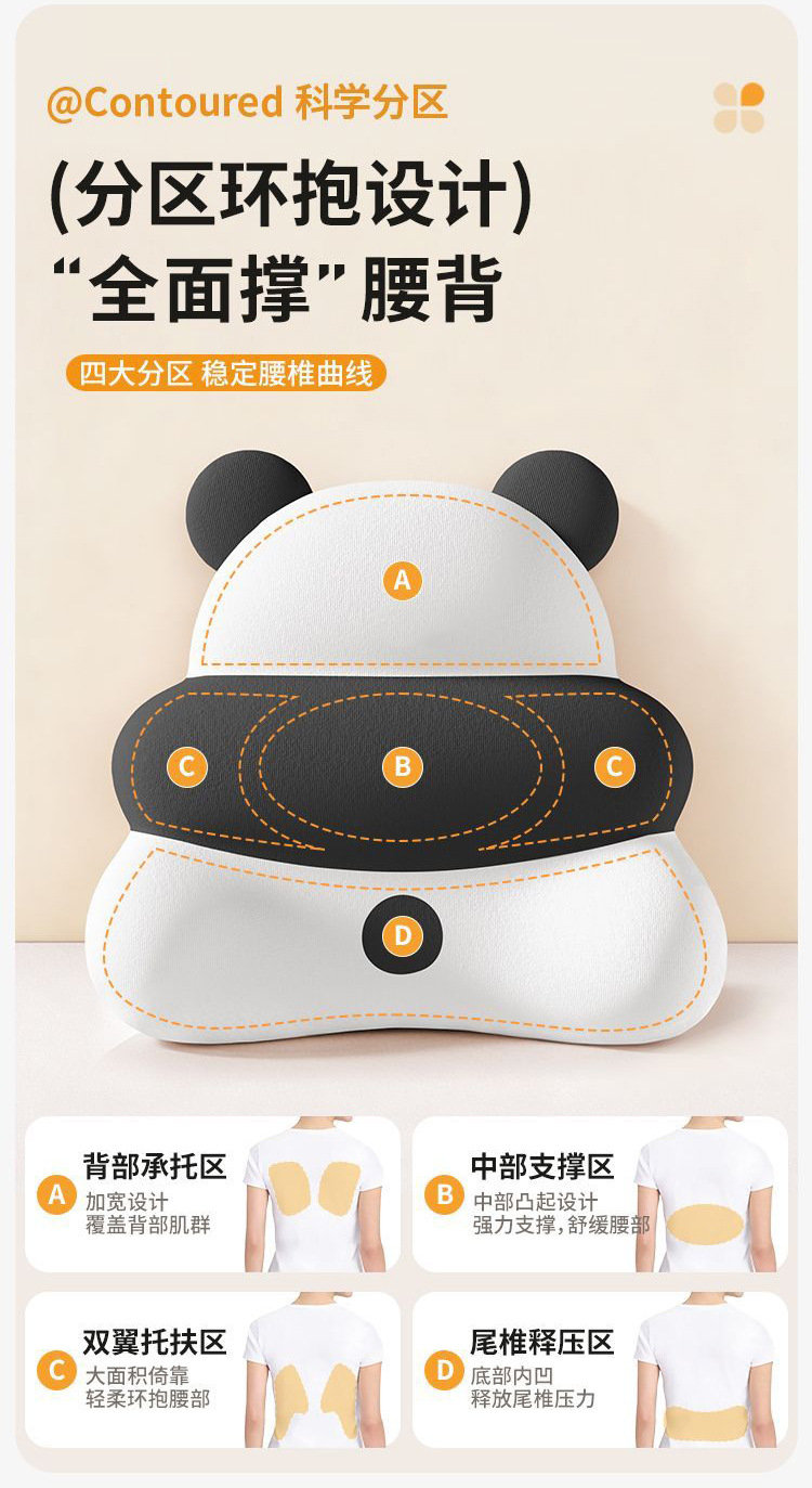 Cross-Border Wholesale Lumbar Support for Office Work, Long Sitting, Car Seat Cushion, Slow Rebound Work Station Lumbar Support Cushion