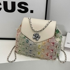 夏季小眾牛仔布女雙肩包2024新款百搭鏈條後背包出遊旅行時尚書包