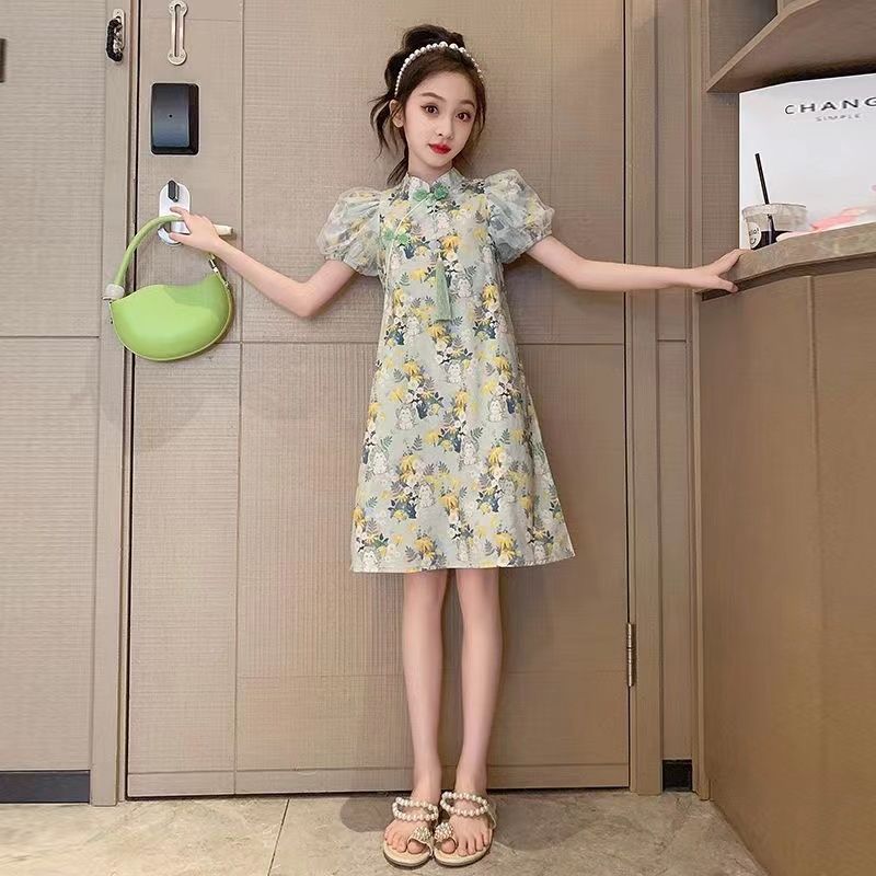 Vestido de verano para niñas, nuevo cheongsam chino, estilo nacional, niño grande, niña, estilo occidental, falda de princesa, Hanfu para niños, delgado image 7