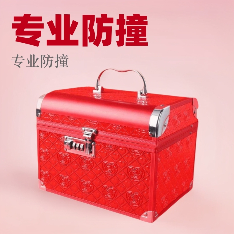 彩礼钱礼金盒订婚聘礼结婚密码盒子简易桌上收拾高档小巧首饰盒彩|undefined