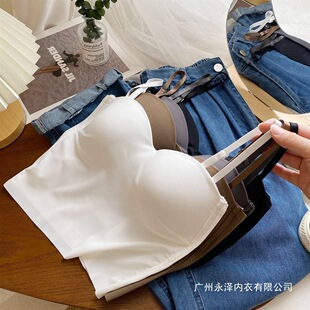 Ice Silk Beautiful Back Bra for Women with Small Suspenders, Tube Top Vest with Breast Pads, All-In-One Bra, Push-Up Support to Prevent Sagging
