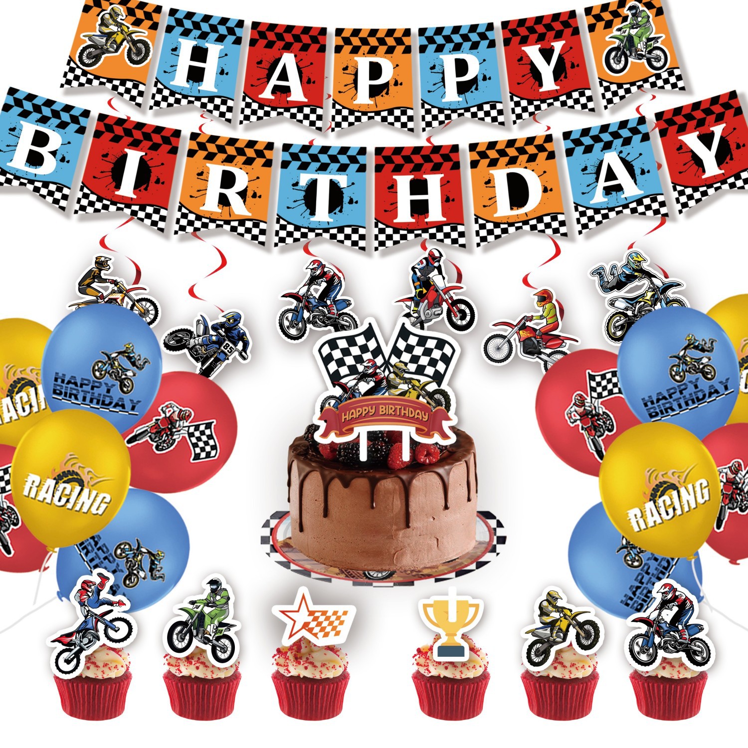 5종 세트(풀 플래그 + 행잉 스핀 + 풍선 + 대소 플러그 행)