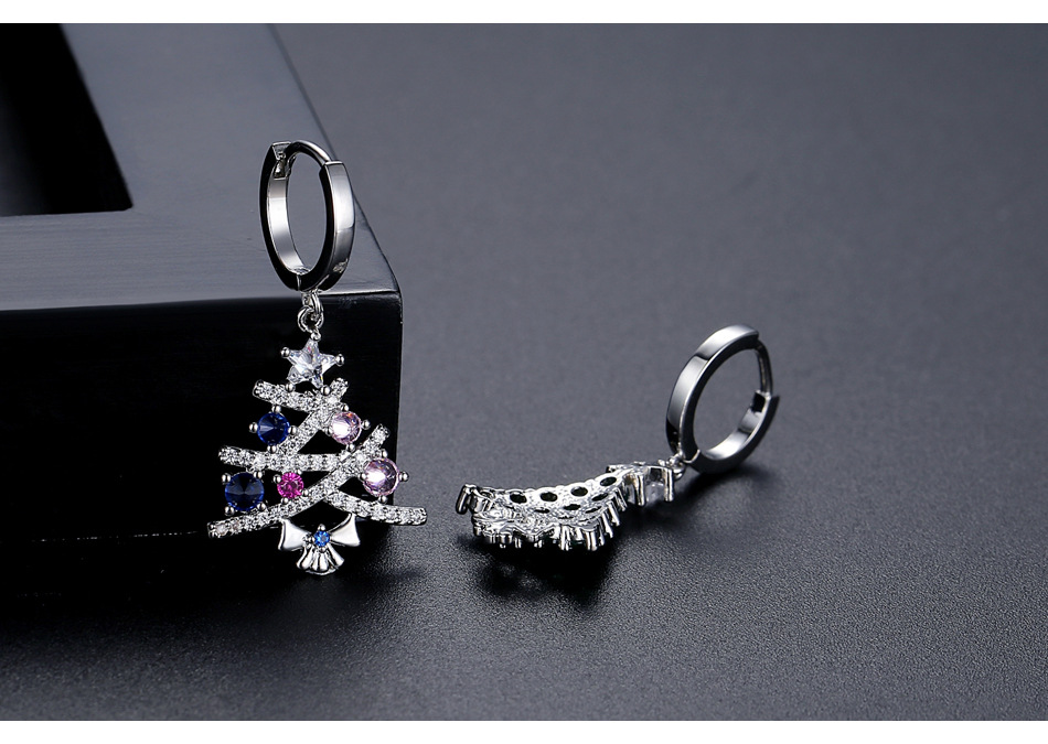 Christmas Tree Pattern Women's Gender 1 Pair Christmas IG Style Christmas Tree Asymmetrical Inlay Copper Zircon Drop Earrings