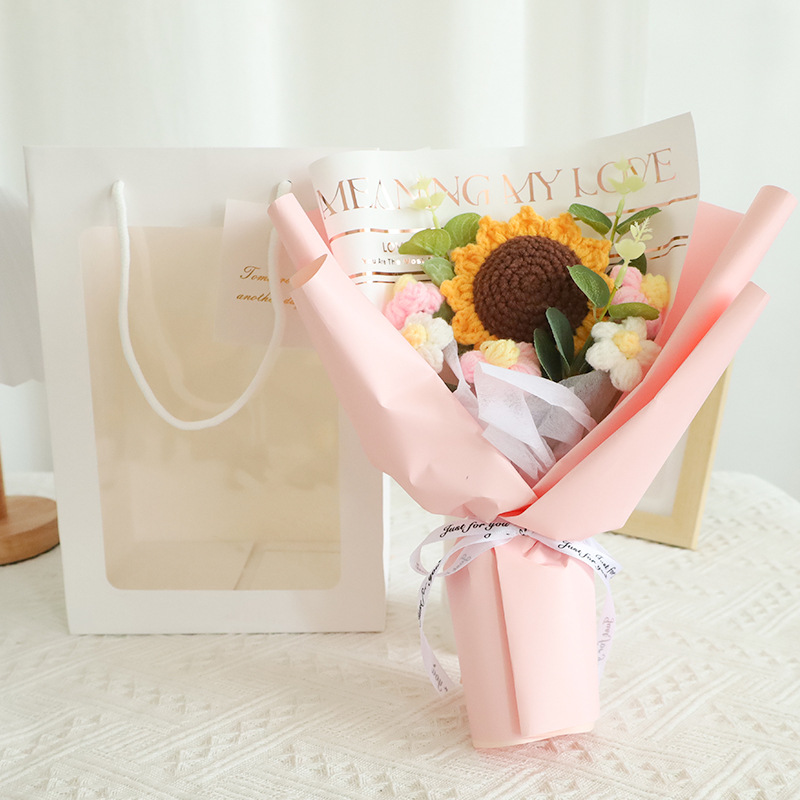 Pink Korean Wool Sunflower Color + Window Tote Bag