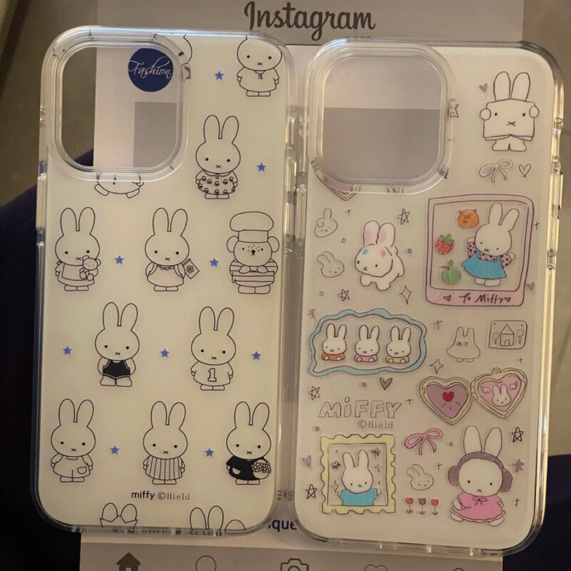 Color Miffhee Rabbit Apple 16/15promax Mobile Phone Case 11 Double Layer IMD Drop-resistant iPhone13 All-inclusive 12