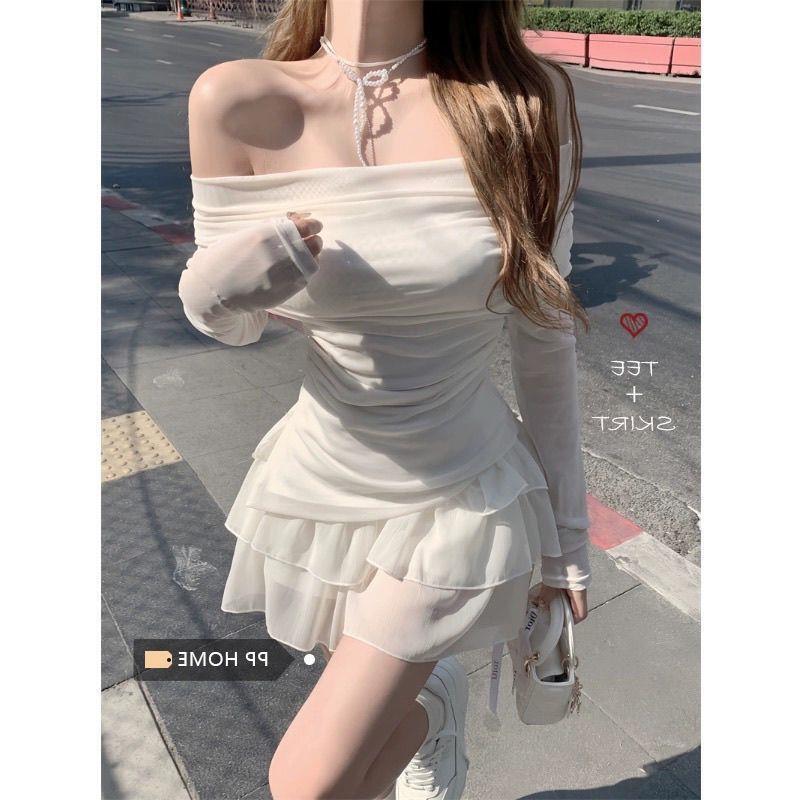 Influencer Picks French Sweet and Spicy Suit Women's One-Shoulder T-Shirt Top Summer Wear Cake Skirt Two-Piece Set Influencer Picks French Sweet and Spicy Suit Women's One-Shoulder T-Shirt Top Summer Wear Cake Skirt Two-Piece Set