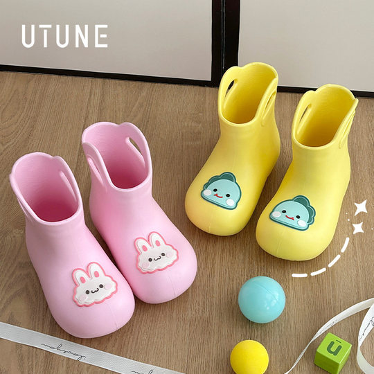 Superior children's rain boots for boys and girls rain boots soft bottom kindergarten baby primary school waterproof non-slip rubber overshoes