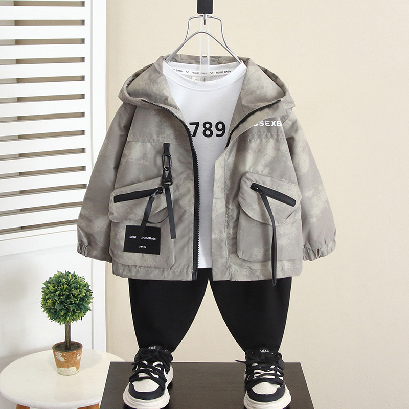 6182 ropa infantil de otoño chaqueta casual 2025 primavera y otoño nuevo chico guapo chaqueta de carga callejera de caída ropa de otoño bebé