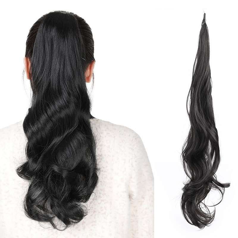 Peruca de cola de caballo, barra mágica de cabello, trenza de cola de caballo, simulación natural de ondas grandes, banda de fibra química, pelucina de cabello, trenza de cabello