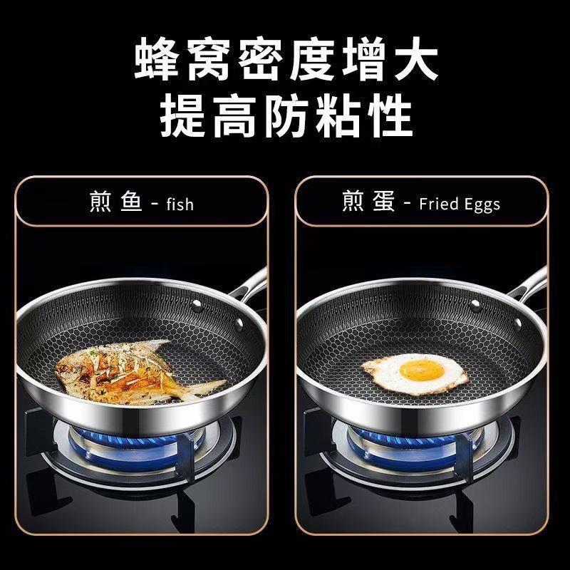 ステンレスハニカムフライパン、コーティングなし中華鍋、家庭用パンケーキ、オムレツ、ステーキ専用小型鍋、ノンスティックパン|undefined