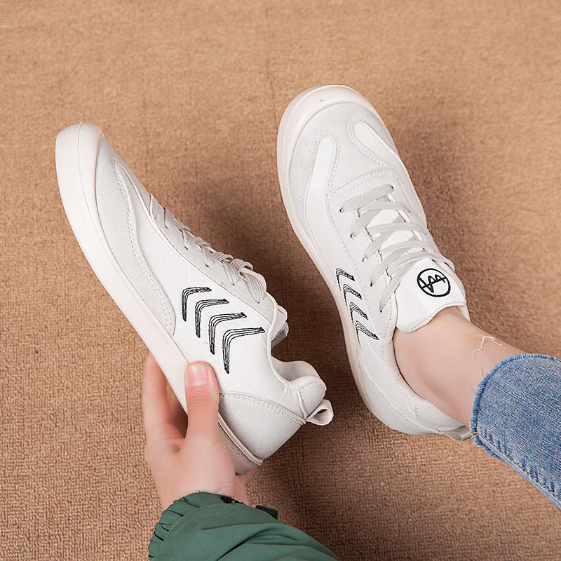 Women's Casual Shoes White Canvas Trainers Thick Sole All Match_voghion.com