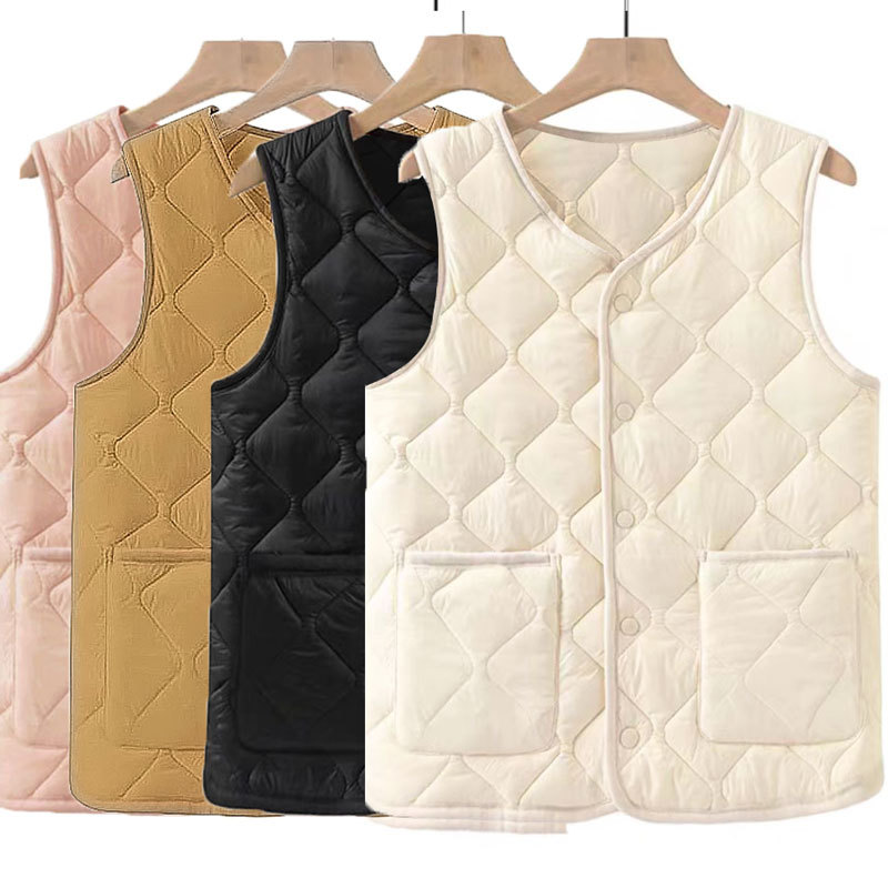 Demi-season woolen keep warm vest with down for leisure