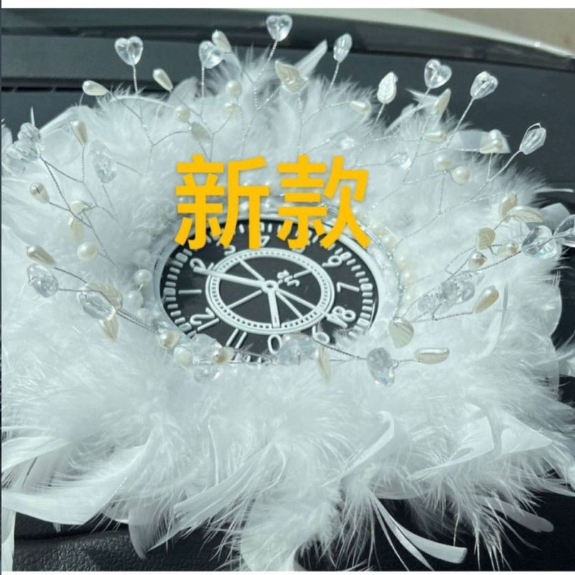 adornos de automóviles blancos grandes plumas almohadilla antideslizante amor almohadilla de cuentas diosa adornos de automóviles regalos de vello corto
