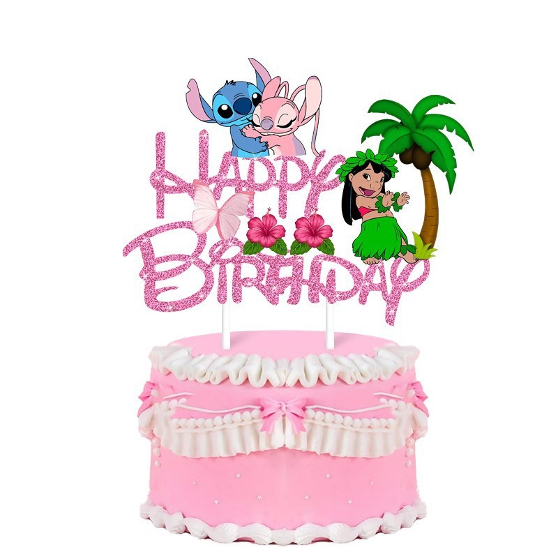 现货史迪奇蛋糕插卡索尼克闪粉HAPPY BIRTHDAY星际宝贝生日插旗插|undefined