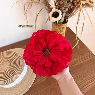 030909 Non-Returnable Hair Tie for Women Combed Cotton Double-Layer Embroidered Hair Tie Ball Head Lace Hair Rope