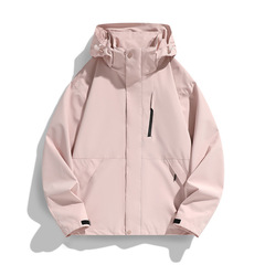 2024春秋カップルアウトドア三防突撃服ジャケット男性登山服帽子コート男性キャンプ徒歩シングル