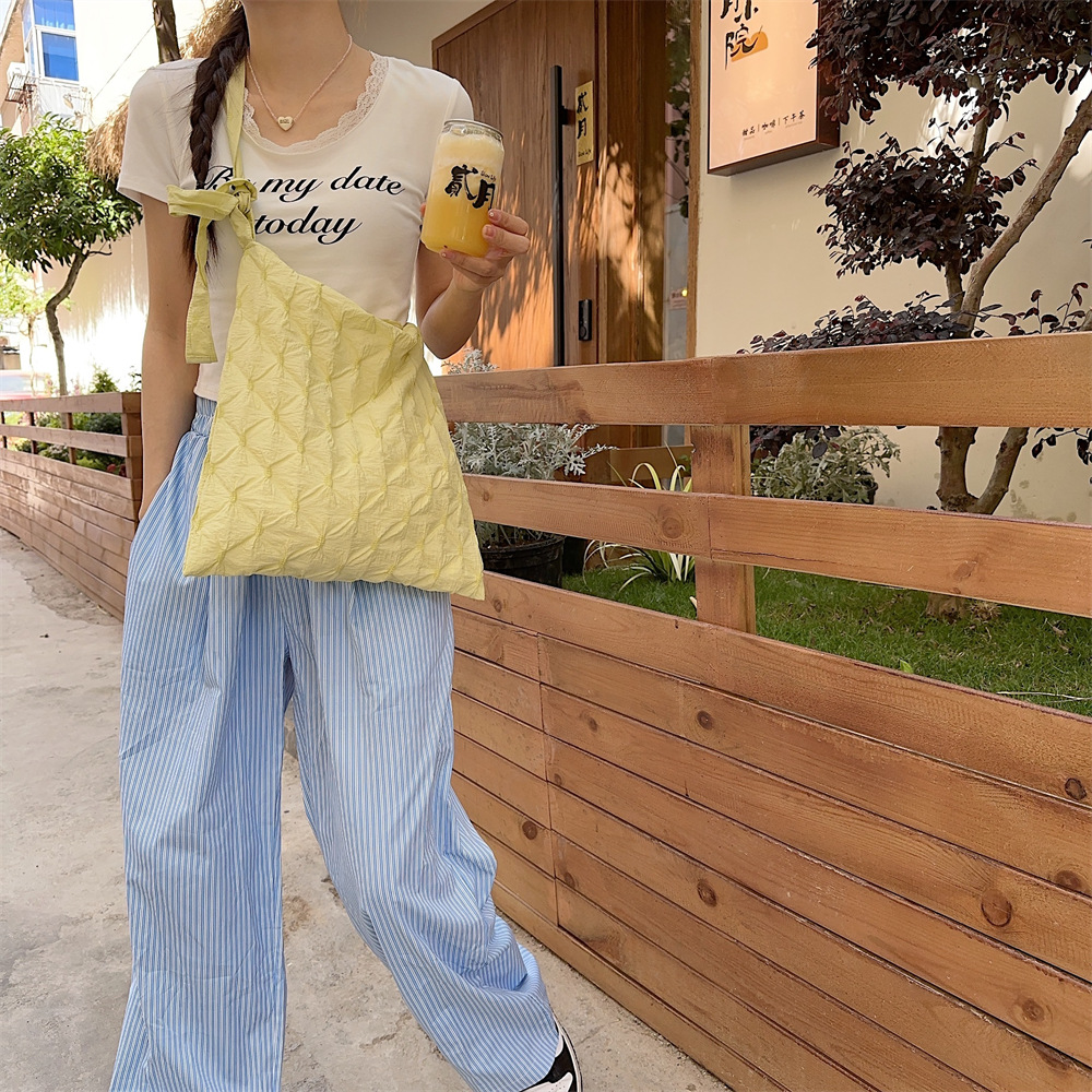 45153 Korean version pleated diamond-shaped bag for women, new casual large-capacity commuter underarm bag, crossbody single-shoulder bag for women undefined