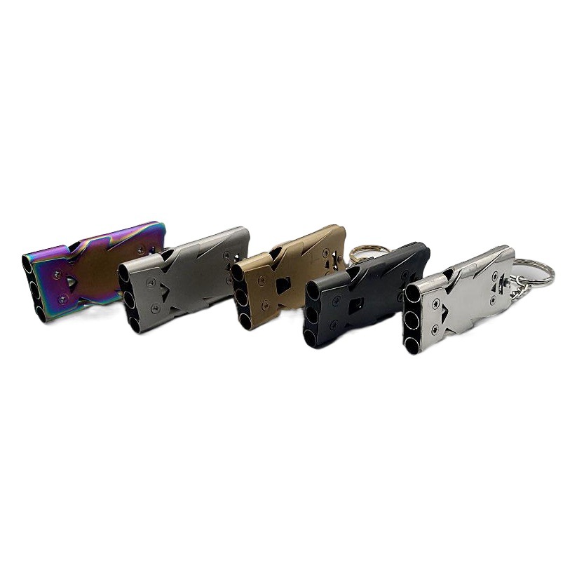 Factory direct three-tube whistle outdoor survival whistle field equipment EDC Sonic high frequency survival metal whistle