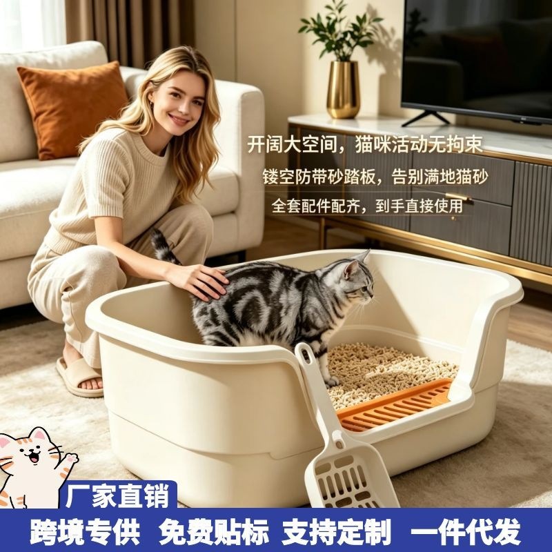 Hộp đựng đồ vệ sinh cho mèo cỡ lớn chống mang đi vệ sinh cho mèo