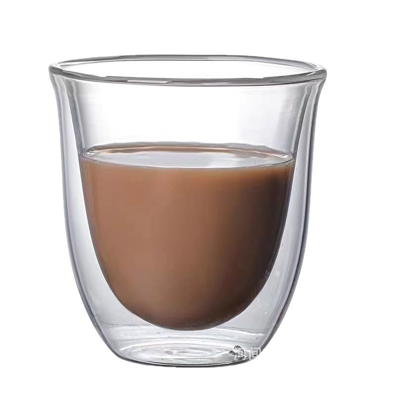 80ml240ml350ml hogar de doble capa taza de café de jugo de vidrio taza de cerveza de doble capa de vidrio transparente