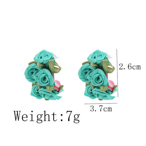 925 silver needle fabric design earrings colorful c-shaped flower stud earrings for women fashion exaggerated bohemian style earrings