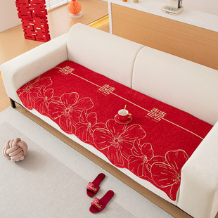 Wedding Red Festive Sofa Cushion 2025 New Four Seasons Universal Special-Shaped Straight Row Cushion Non-Slip Sofa Cover Cloth