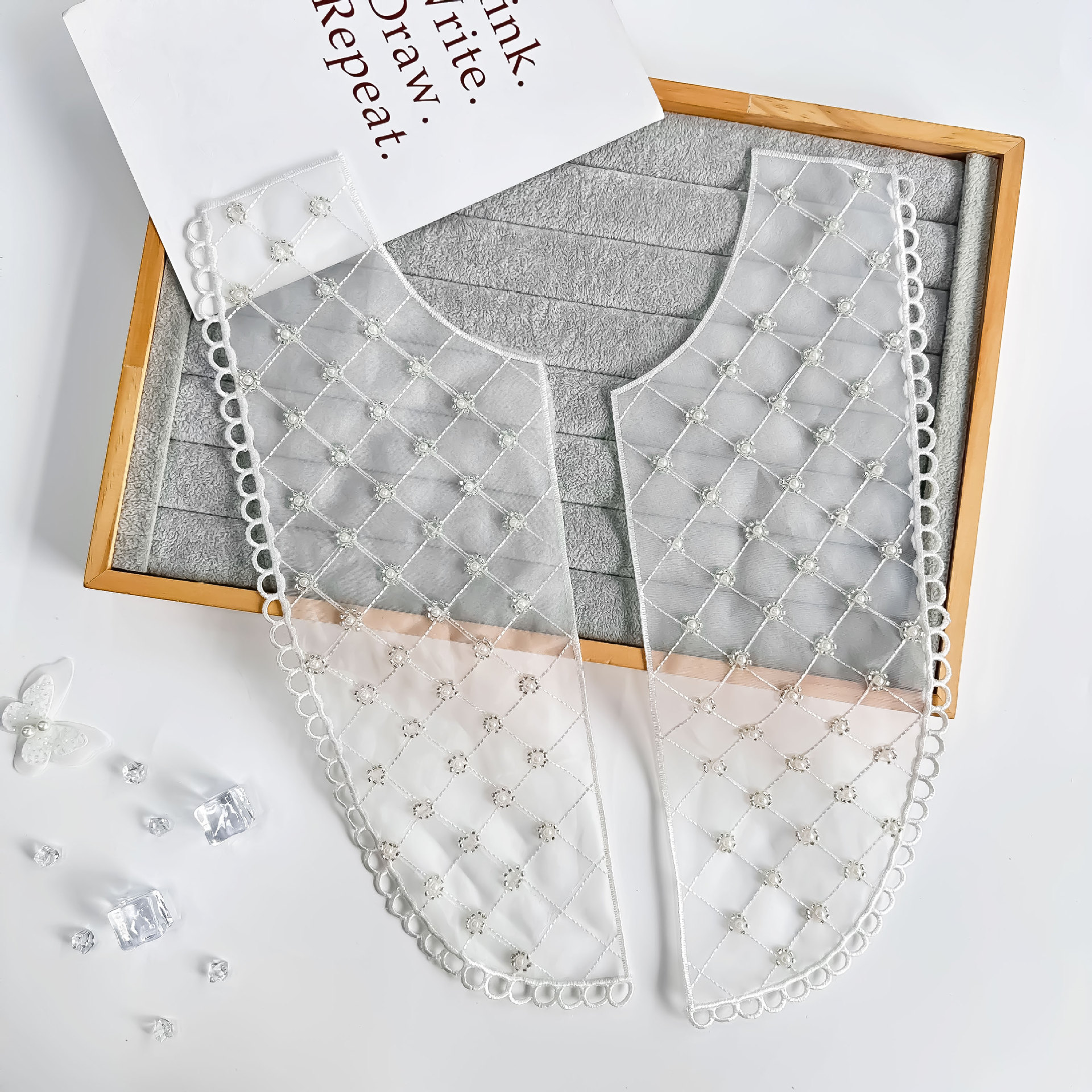 Nuevo cuello bordado de cuentas en forma de U productos semiacabados procesados diy vestido vestido accesorios de ropa jacquard diamante