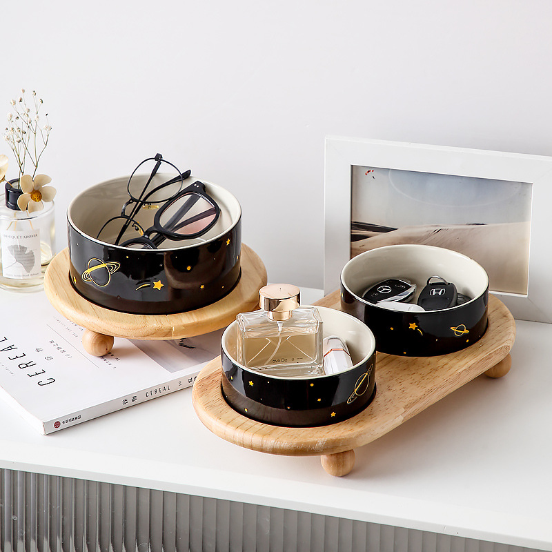 Entrada puerta de entrada clave de almacenamiento de cerámica tazón decoración sala de estar mesa de café TV gabinete de zapatos de almacenamiento de artículos diversos