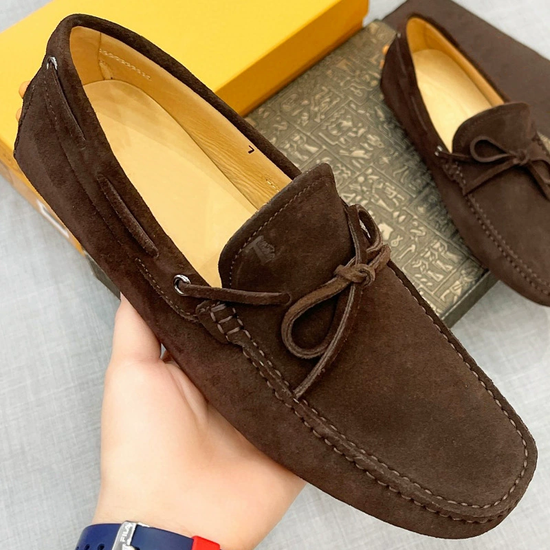 Мужские туфли-слипоны из замши премиум-класса европейского дизайна, осень 2025 года, матовая кожа