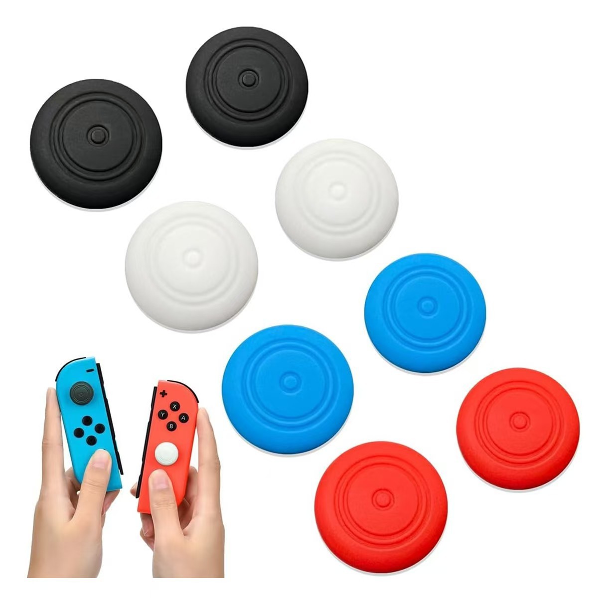 Switch Left and Right Controller Joystick Caps, Single Color Sw Protective Caps, Ns Silicone Caps, Joy-Con Thin Version Without Dot Markers