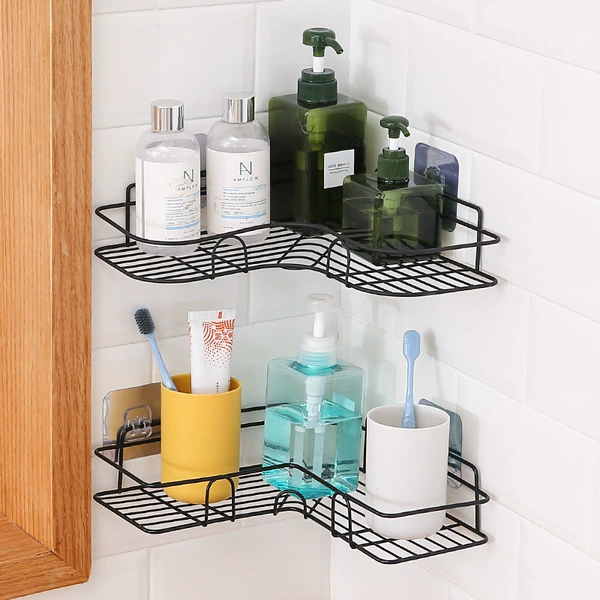 Black storage rack + double hook sticker sheet 2 pieces