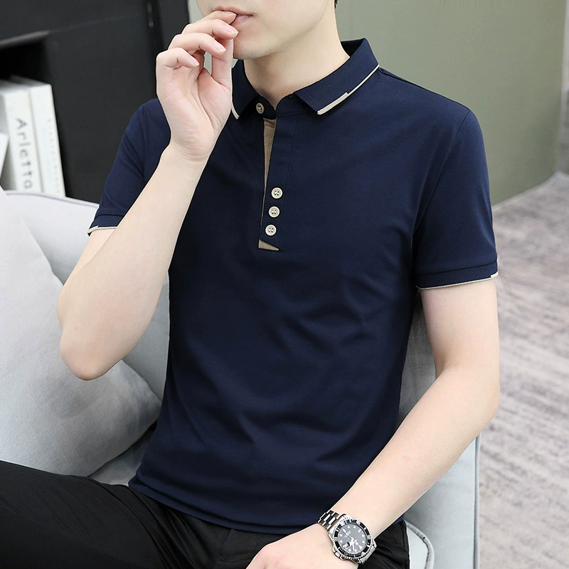 Летний поло, мужская модная хлопковая футболка 2025 года, с коротким рукавом, корейский стиль