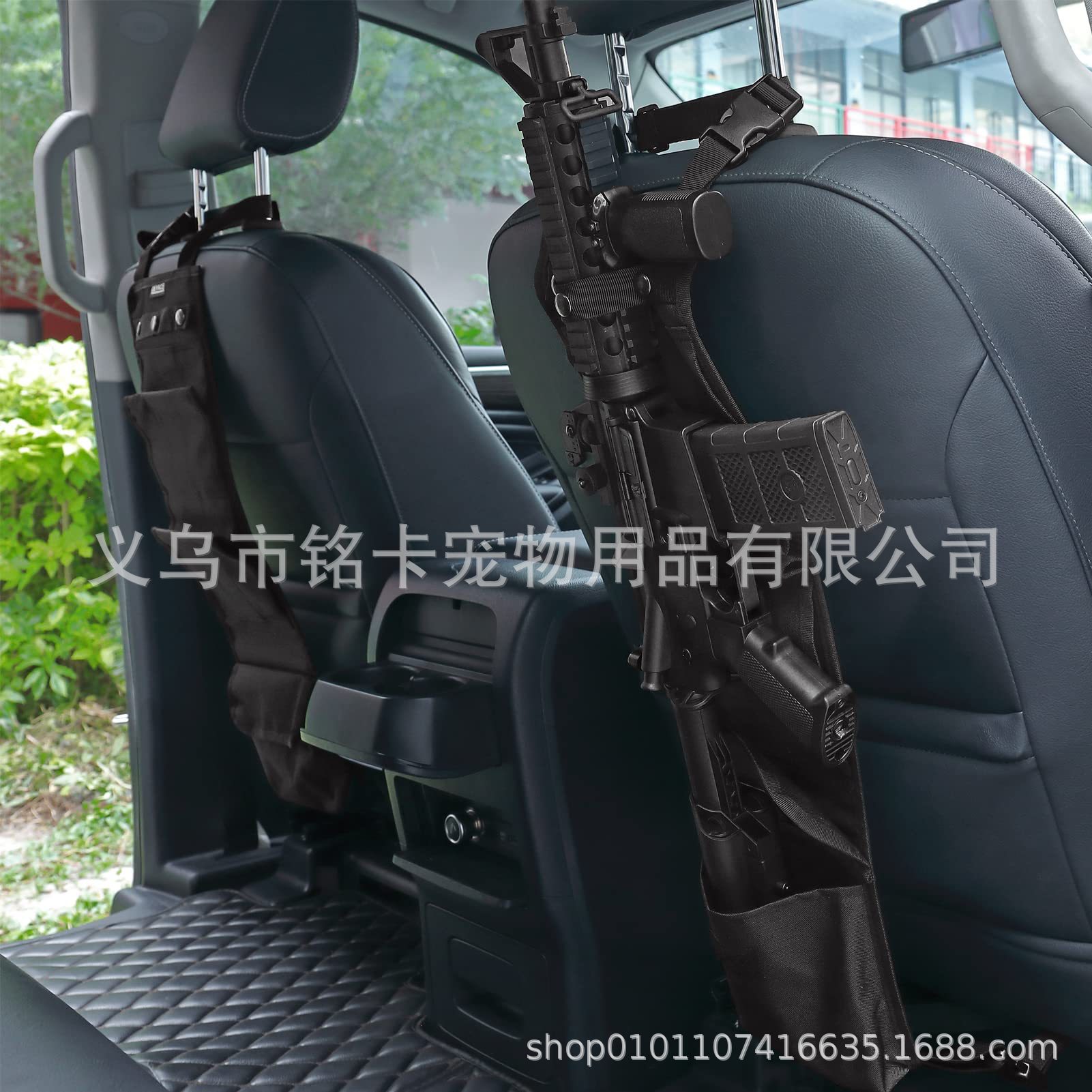 跨境汽车枪架卡车前座枪支收纳盒用于狩猎配件卡车枪架带储物袋