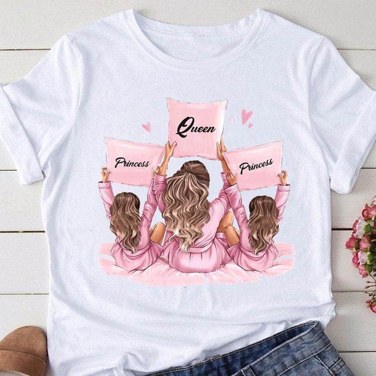 Cute mom mom women's printed modal short-sleeved shirt European and American style summer fashion personalized short-sleeved T-shirt for women