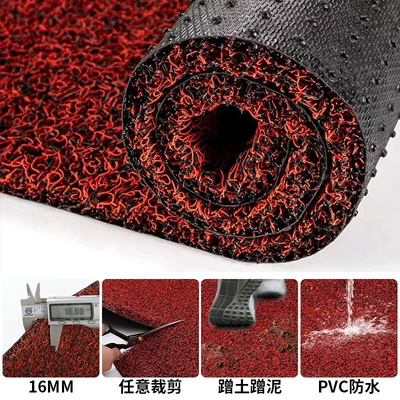 Wholesale Pvc Wire Loop Floor Mats, Avtomobil döşəmə paspasları - black-and-red-nail-bottom-16mm-medium-thick-6080cm-car-drivers-position