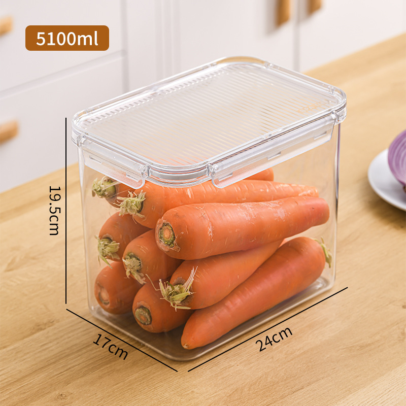 Caja de almacenamiento transparente PTE casera de cocina de frutas y verduras caja de almacenamiento y acabado de ingredientes congelados caja de preservación para refrigerador