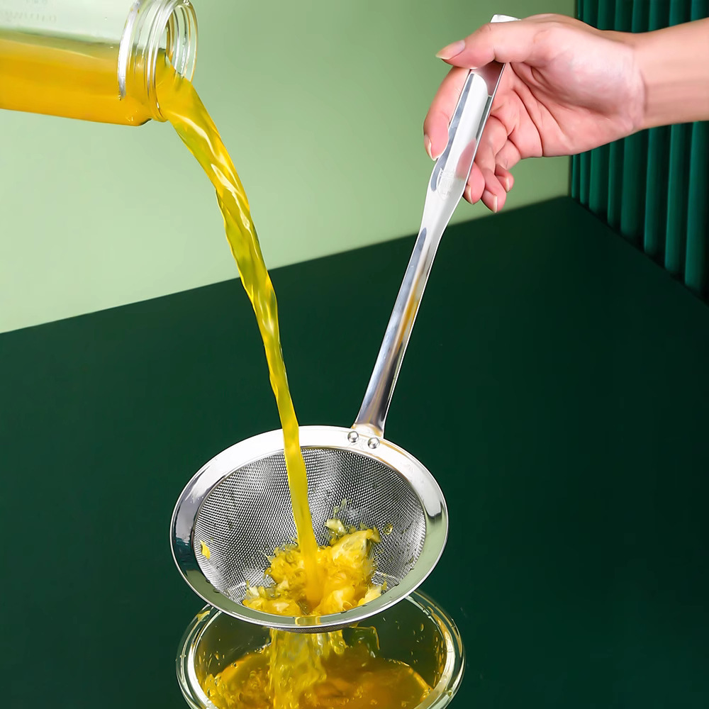 304 colador de acero inoxidable cocina hogar colador de malla fina colador de aceite de leche de soja filtro de malla de fideos cuchara tamiz de malla
