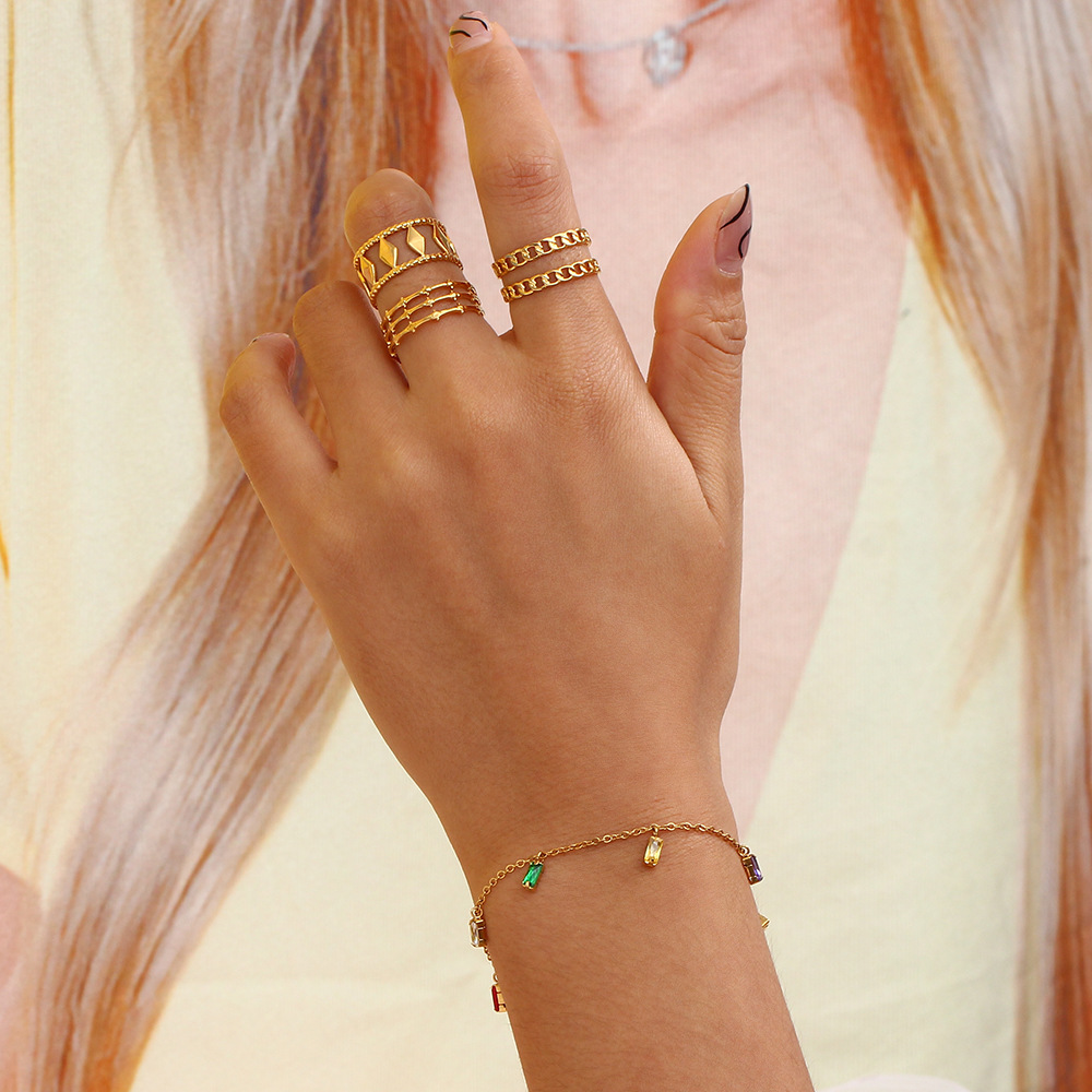 Fashion Geometric Stainless Steel Necklace Plating Zircon Stainless Steel Necklaces