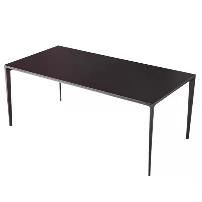 Mesa de comedor de roca de Delifeng mesa de comedor doméstica moderna y simple mesa de comedor de aluminio negro puro mesa de comedor rectangular