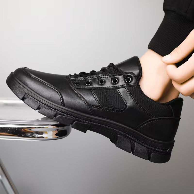 Zapatos deportivos para hombre, zapatos de entrenamiento al aire libre para otoño, zapatos casuales, suelas suaves antideslizantes, zapatos negros transpirables para hombre, zapatos casuales de cuero