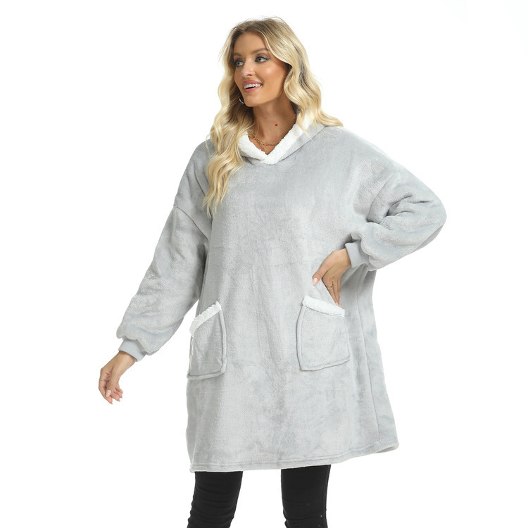 D127 Flannel Composite Cotton Fleece Warm Comfortable Lazy Blanket Casual Hooded Sweat Double Pocket Home Clothes D127 Flannel Composite Cotton Fleece Warm Comfortable Lazy Blanket Casual Hooded Sweat Double Pocket Home Clothes