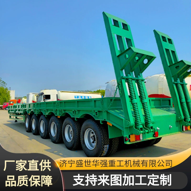 Производитель поставляет и продает 6-осный 70-тонный низкорамный полуприцеп для перевозки тяжелых грузов с механической лестницей.